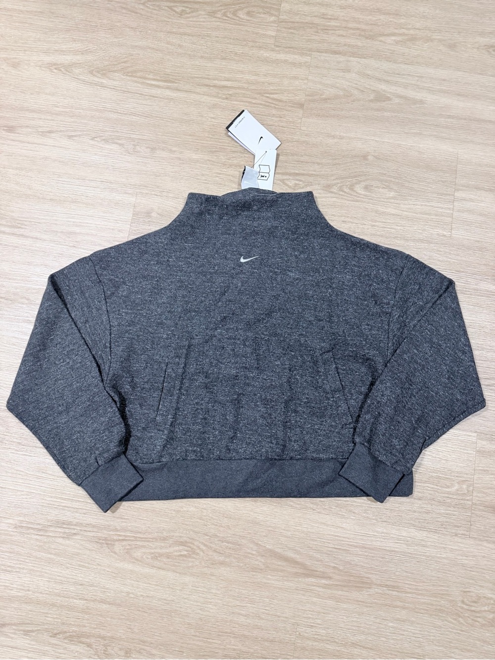 Nike Dark Gray Cropped Funnel Neck Sweatshirt